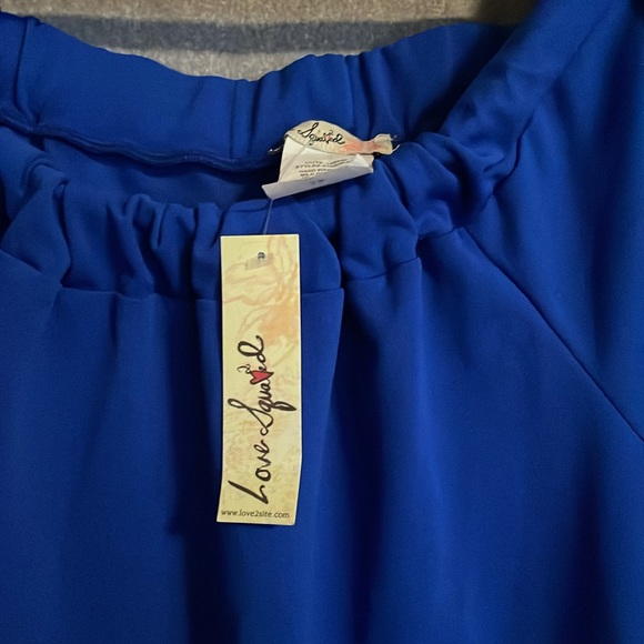 3x Junior plus royal blue and white striped dress wide sleeves, mini NEW - Picture 3 of 6